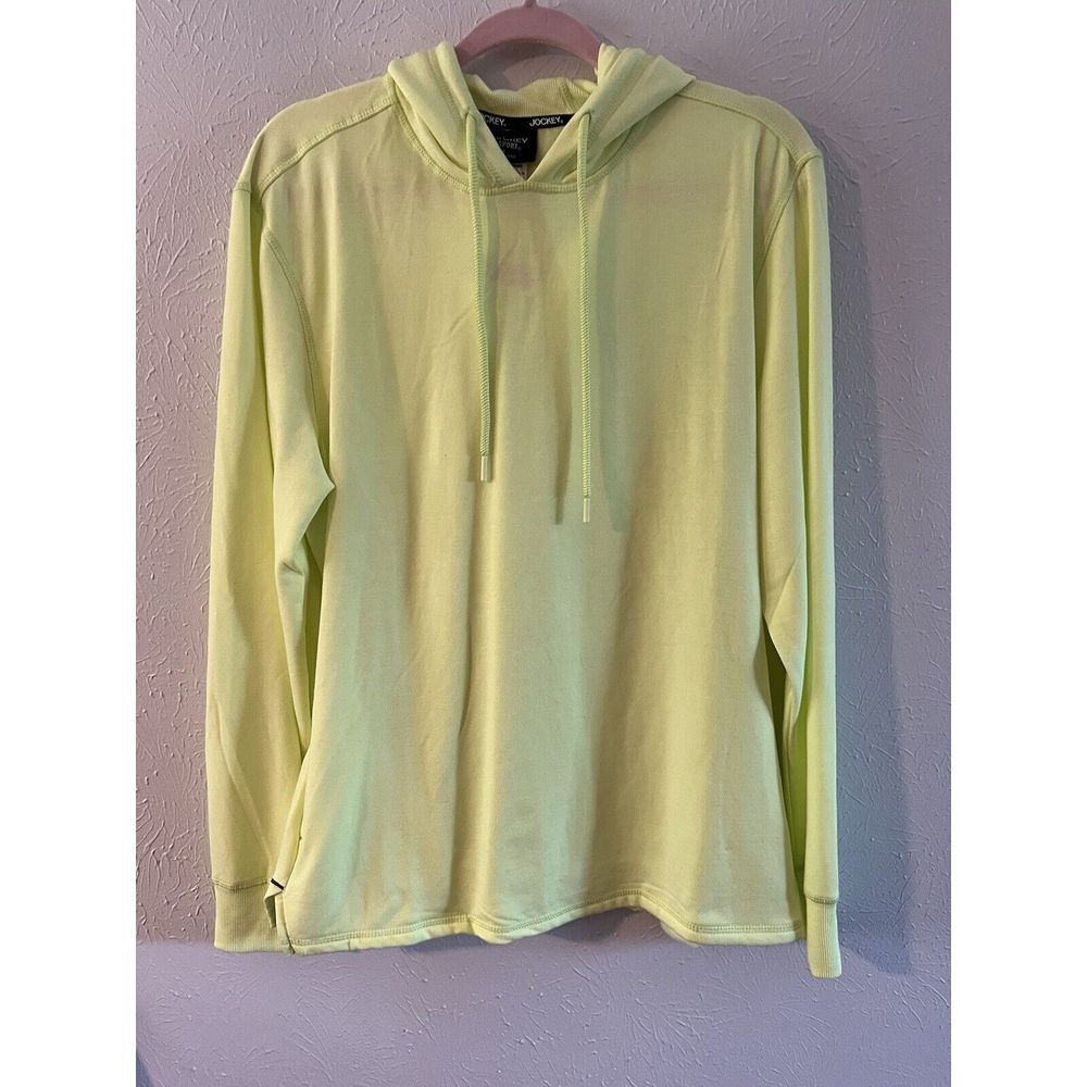Jockey Sport Long Sleeve Mens Large Hoodie Neon Yellow NWOT